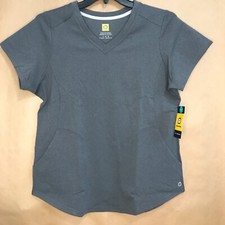WonderWink Scrub Top L VNeck Pewter Heather 6199-PWHT 2Pocket NWT Free Shipping