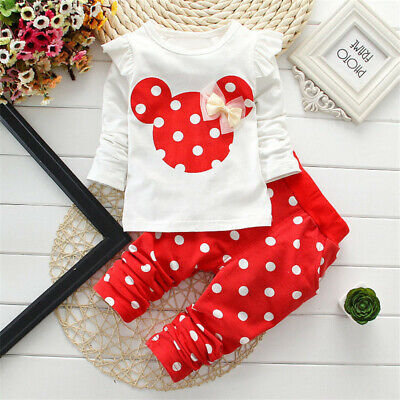 Baby Boys Girl Outfits Cartoon Tracksuit Cotton Tops+Pants Child Mickey Clothing