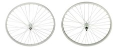 26" Alloy Wheel set Front  Rear Freewheel 36 Spokes 14G 3/8 Axle Silver