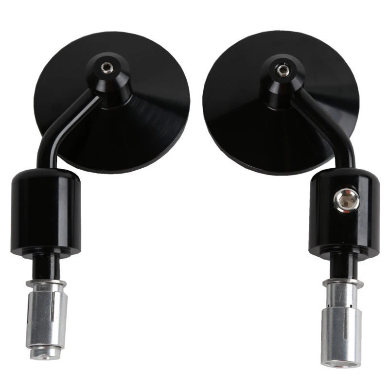 Espejos retrovisores laterales negros universales para moto 3" redondos 7/8" manillar extremo Foto 4 de 4