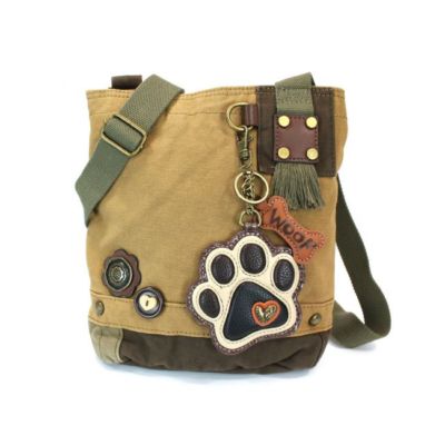 Chala Handbag Canvas Crossbody Bag With Detachable Frog Coin Purse - Brown, Adjustable Strap, Small