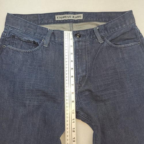 Express Jeans Mens 34x32*Blue Kingston Classic Straight Mid Rise Dark Wash Denim - Picture 9 of 12