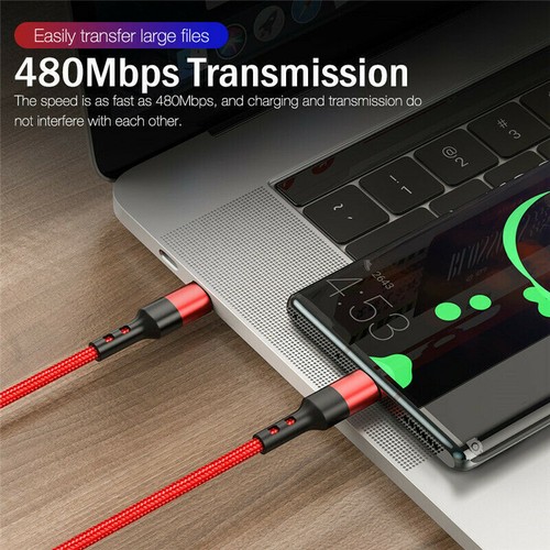 Braided USB C To USB C Fast Charging Charger Cable PD 100W Dual Type C Data Cord - Picture 4 of 14