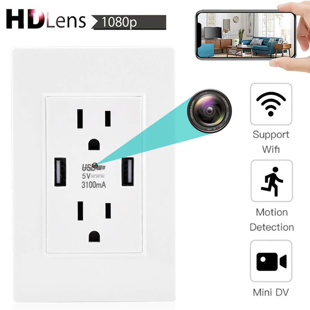 Wall Outlet Hidden Camera 1080P HD WiFi IP Home Security Nanny Cam Recorder  LOT