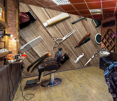 3D Scissors J2010 Hair Cut Barber Shop Wallpaper Mural Wall Print Murals Erin