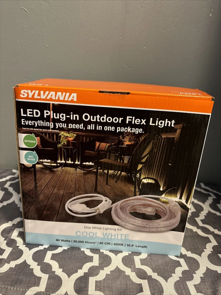 (2) Sylvania 32,8 pies Luces LED de riel de cubierta de iluminación de paisaje flexibles enchufables de 60 vatios Foto 2 de 4