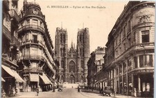 Church and Rue Ste-Gudule, Brussels, Belgium Postcard
