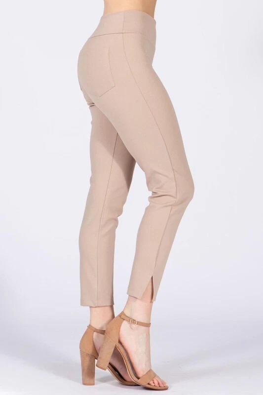 Chatoyant Crop Capris with Side Split Khaki Medium