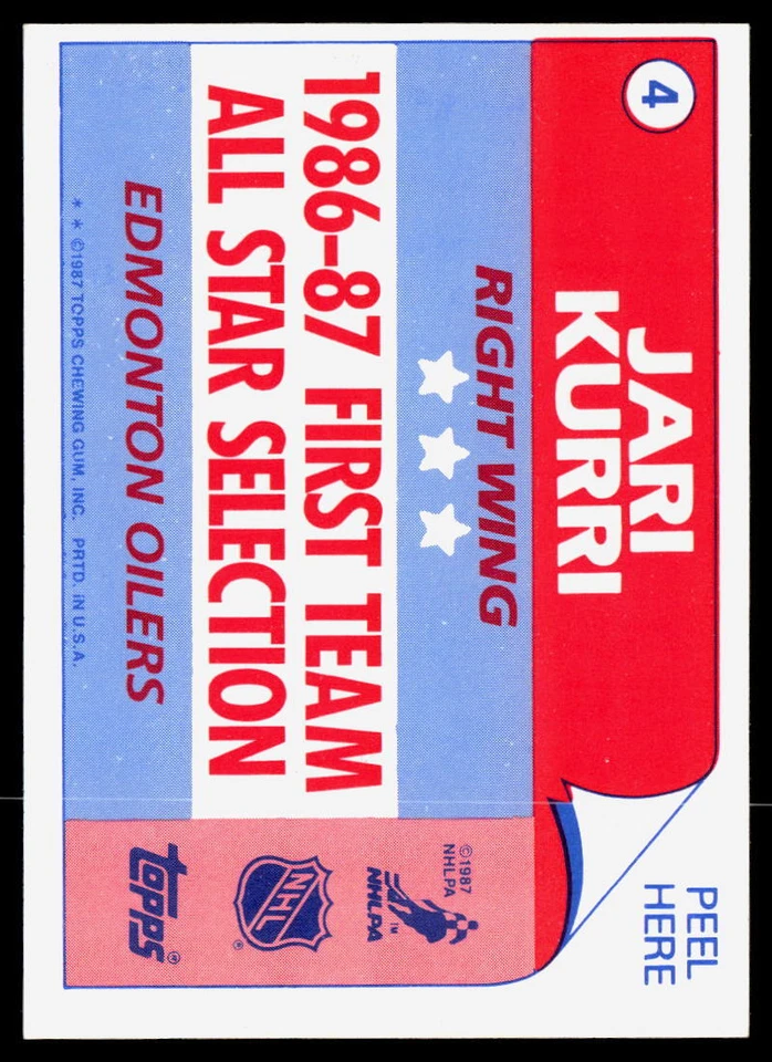 Jari Kurri 1987-88 Topps Stickers #4a NMT - Image 2 of 2