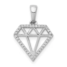 14k White Gold Diamond Gemstone-shape Pendant Perfect Gift for Her