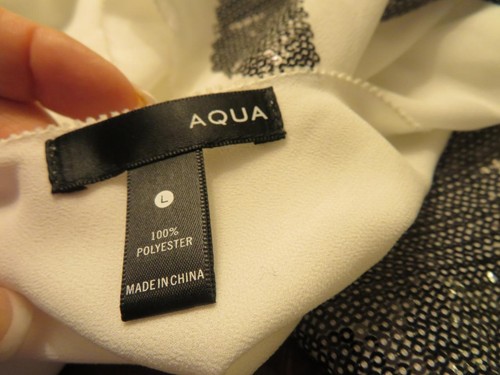 WOMENS AQUA CREAM W/BLACK SEQUINS BATWING TOP SIZE LARGE - 第 6/6 張圖片