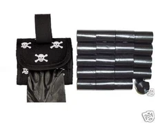 612 BLK PET DOG WASTE POOP BAGS/ SKULL & BONE DISPENSER