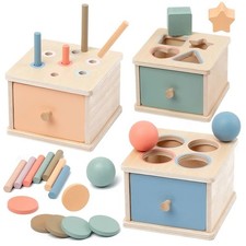Montessori Toys for 1-3 Year Old Color Sorting Wooden Drawer Box Toy for Toddler