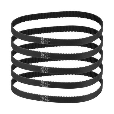 300mm GT-2 Timing Belt, 5pcs 9mm Width 2mm Pitch 3D Printing Closed Loop, Black