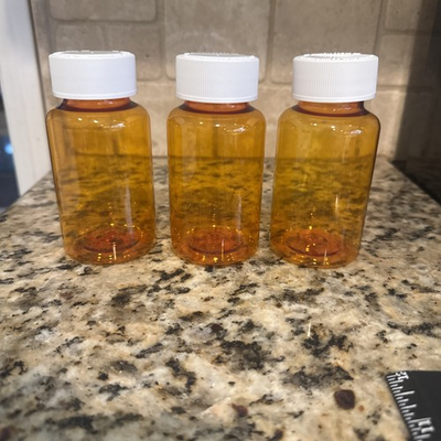#ad #ad Lot 3 Pill Bottles 5” empty clean no label Plastic RX Prescription Med Crafts $5.00