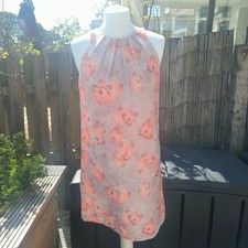 MANGO Peach Women Floral Print Summer Dress Size XS