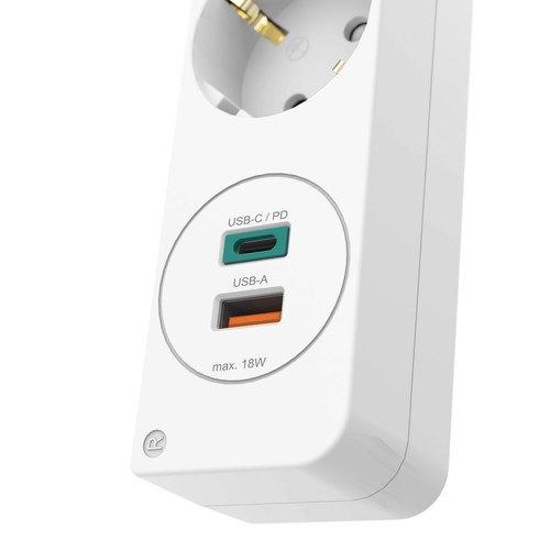 Hama Mehrfachstecker 3-Fach mit 2x USB-C USB Steckdosenleiste Mehrfachsteckdose - Afbeelding 5 van 11