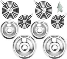 AMI PARTS Stove Drip Pan Burner Kit - WB31T10010 & WB31T10011 Porcelain Drip Pan