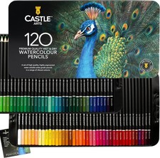 120 Color Watercolor Pencils Set in Tin Case for Drawing Painting Blending