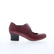 Miz Mooz Fayth Womens Burgundy Leather Slip On Pumps Heels Shoes