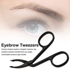 Steel Flat Tip Eyebrow Tweezers Clamp Clipper Scissors Hair Remover