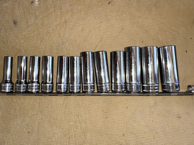 #ad Snap On 3 8 Flank Drive Deep 6 Point 12 Piece Set Used $180.00