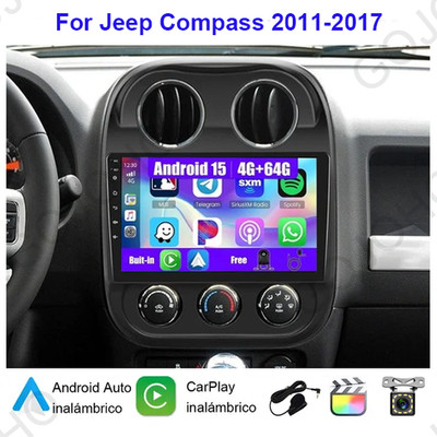For Jeep Patriot/Compass Apple CarPlay Car Radio Stereo GPS +CAM Android 15 64GB