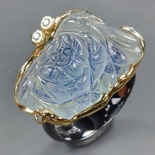 Beautiful 22 ct Natural Aquamarine Ring 925 Sterling Silver Size 8 /R431516