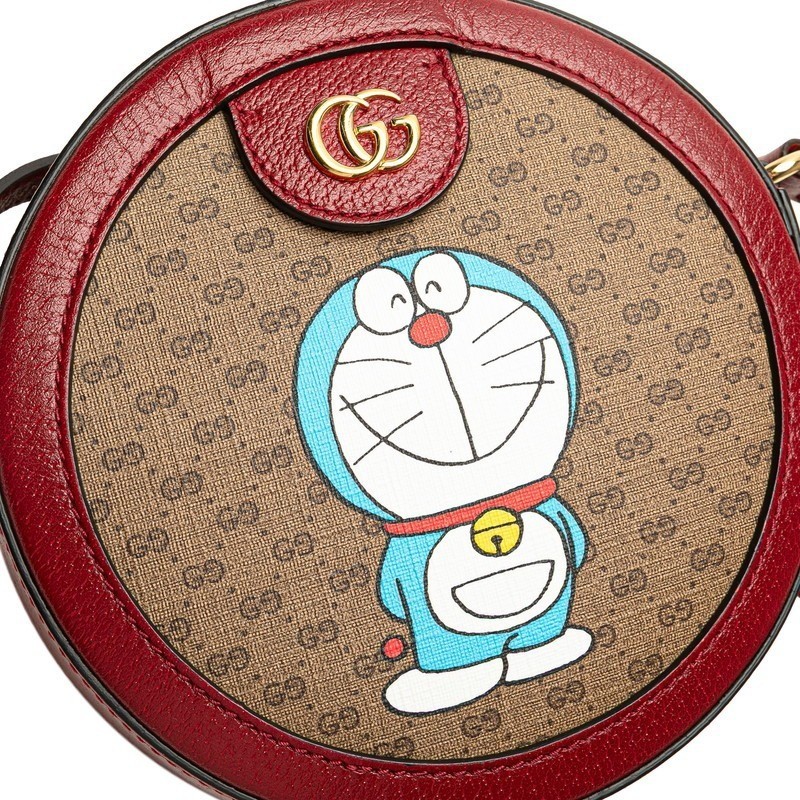 Gucci x Doraemon Micro GG Supreme Bag 625216 Beige PVC Auth Used Made in Italy