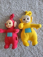 Teletubbies Red And Yellow Plushes Red Is Po, Yellow Is Lala Vintage Talking