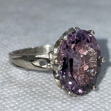 925 Silber Ring mit ovalen lila Stein,RG 56, 6.9g