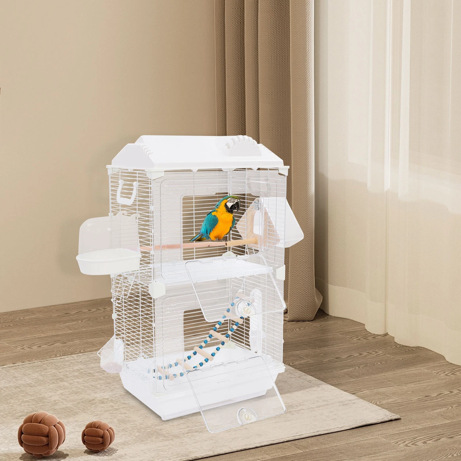 Bird Cage Double Cage Parrot Cage White Is Suitable For Many Kinds Of Birds SALE