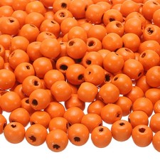 300Pcs Natural Wooden Beads for Crafts Orange 11mm x 12mm 4mm Hole