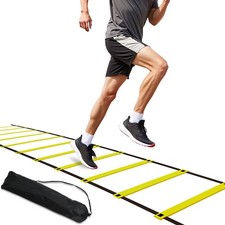NKJIH 20ft Adjustable Agility Speed Ladder Training 1 PACK, Yellow