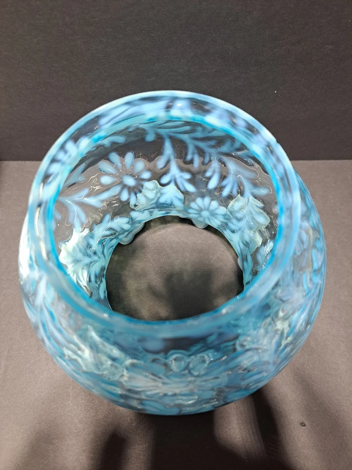 Lámpara de aceite Fenton/LG Wright 16" azul margarita y helecho ¡en magnífico estado!! Foto 4 de 4