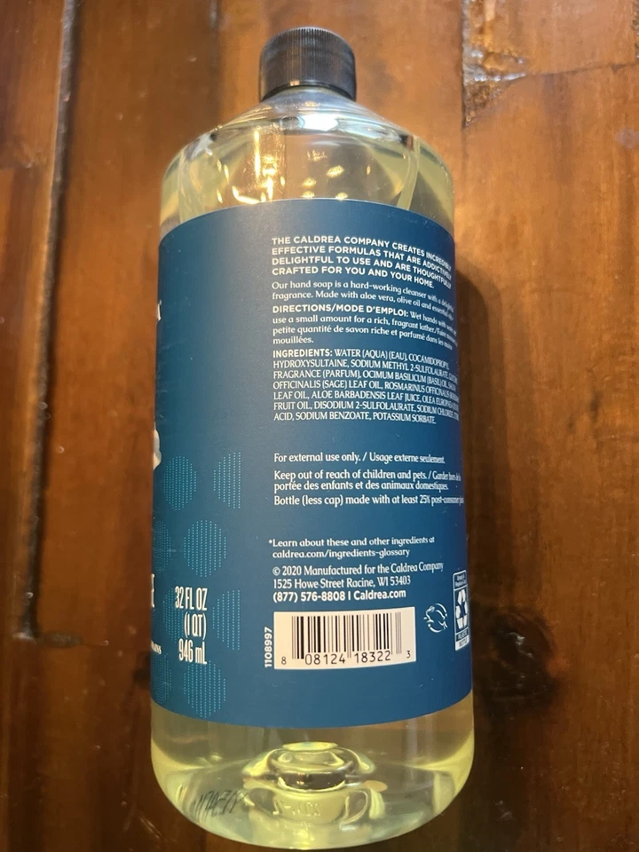 Lot of 6 Caldrea Basil Blue Sage Hand Soap Refill - Image 3 of 3