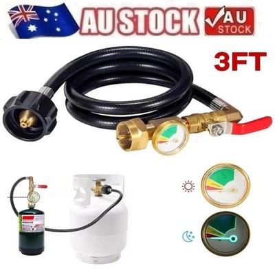 1LB To 20LB Propane Refill Adapter Extension Hose With Gauge On-Off Control