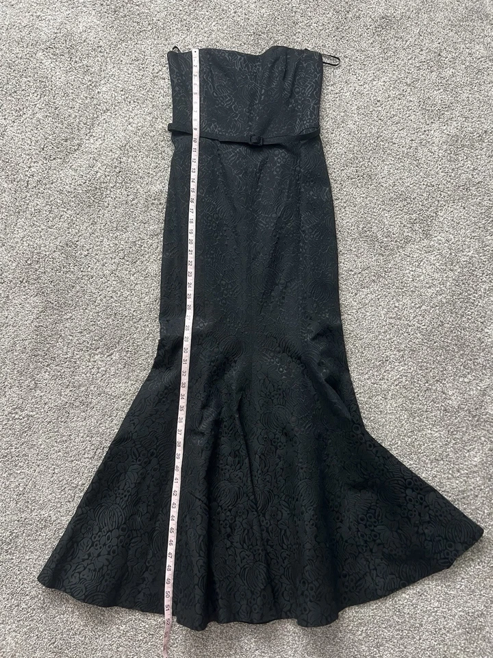 David Meister Size 8 Strapless Mermaid Ball Gown Black Baroque - Image 3 of 4
