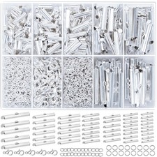 Silver Slider Clasp Kit for Beading, Tube Slide Cord Ends with Lobster Clasp, Ch