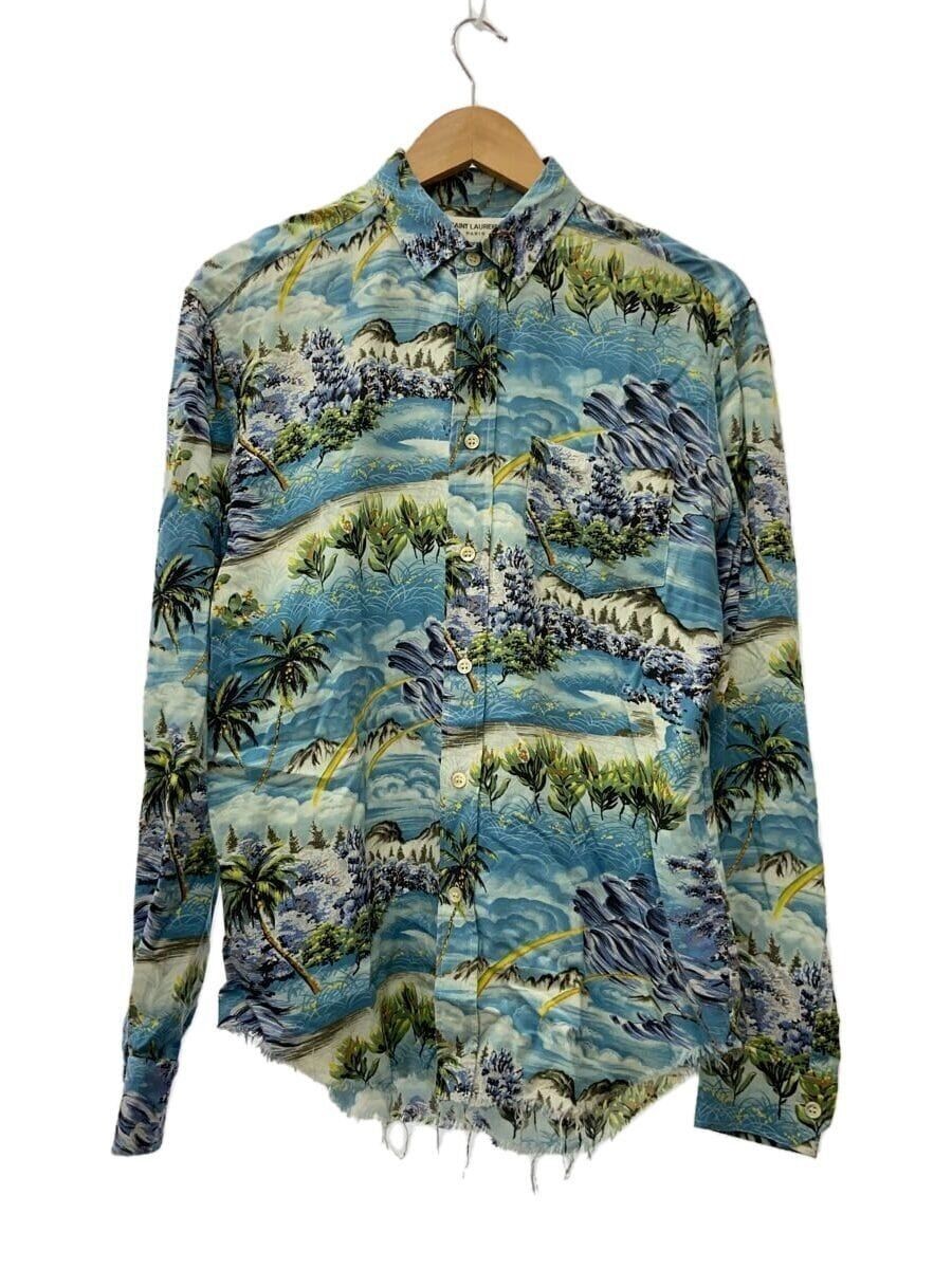 Camicia manica lunga SAINT LAURENT Rayon BLU UP53 2015 00612 usata