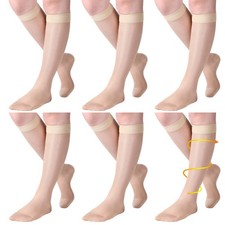6 Pairs Women's Sheer Compression Socks 20-30mmHg Knee Length Support Stockin...