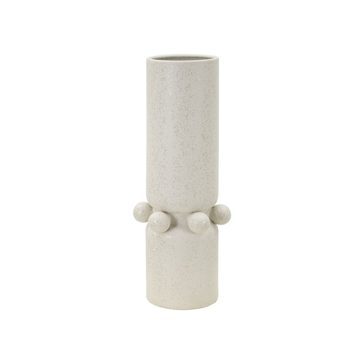 Grand vase cylindrique céramique Bubbles de luxe 41cm finition crème mat