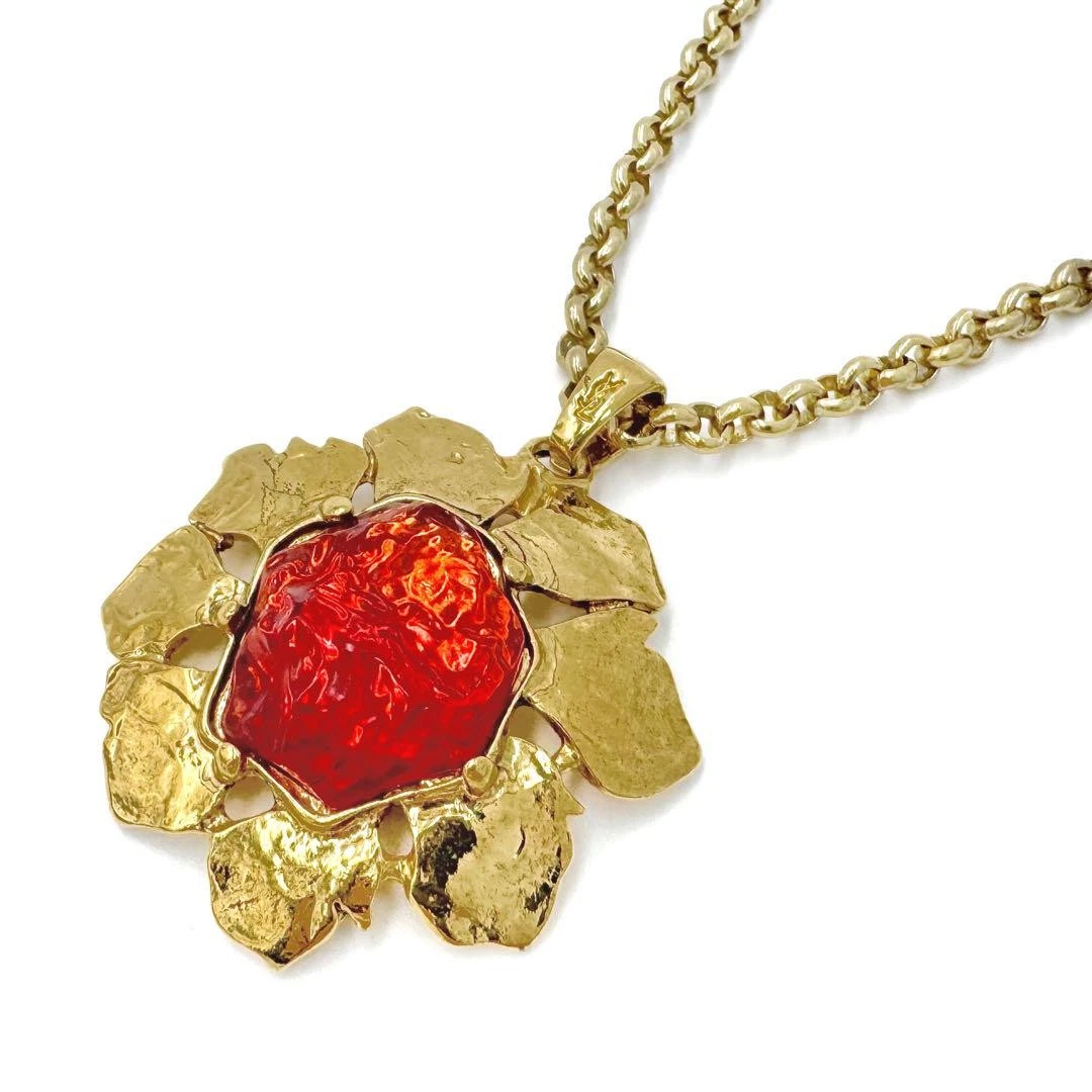 SAINT LAURENT (YSL) Collana YVES SAINT LAURENT pietra color fiore oro rosso