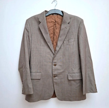 Christian Dior Mens Blazer Jacket Suit Beige Pinstripe Size 42 R Wool Vintage