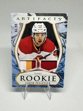 2023-24 UD Artifacts - Rookies Jakob Pelletier #197 Emerald Material /99 MEM, RC