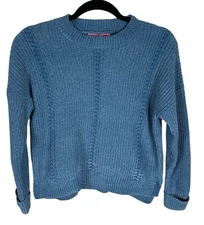 Women's Coco & Shay Blue Chenille Long Sleeve Mock Neck Sweater Size M Cozy