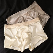 Men Smooth Satinlike Ice Silk Boxers Breathable Underpants Trunks for Comfort