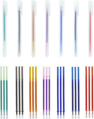 7-Color Heat Erasable Fabric Markers with 21 Refills, Extra-Fine 0.5Mm Tip for S