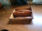 Vintage Rustic Primitive Farmhouse Solid Wood Cutlery Tray Caddy Box
