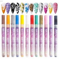 12 Color 3D Nail Polish Markers Set, Waterproof Quick-Drying Nail Art Pens`